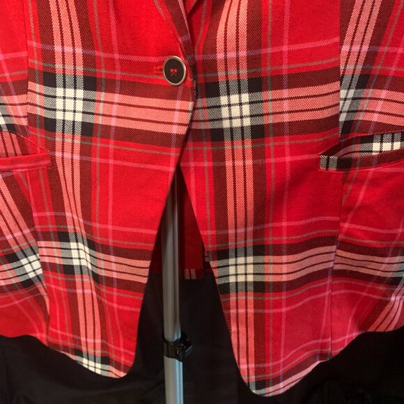 ❤️HP🌺🌟NY&C Haymarket Check Red Blazer XL Petite (ECU) - Picture 6 of 10